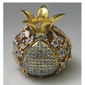 Juwelierter Granatapfel Gewürzhalter blaue Blumen und Steine von Karshi - Bild 1 von 1