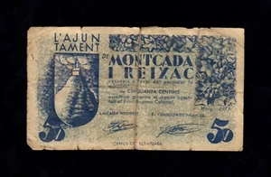 F.C. MONTCADA I REIXAC (BARCELONA) , 50 CÈNTIMS , B/C , PEGADO CON ADHESIVO . - Foto 1 di 2