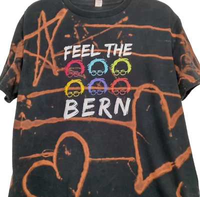 Camisa Bernie Sanders Grande Sensação The Bern Retrabalhada Corações Branqueados Estrelas Amor EUA - Imagem 1 de 4