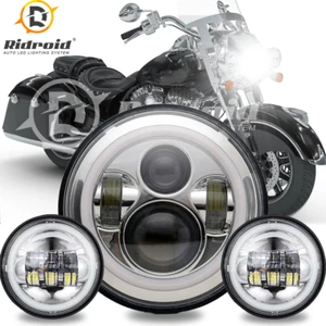 7" inch LED DRL Headlight + Passing Lights For Harley Davidson Touring Road King - Picture 1 of 24