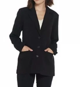 NEW Linea by Louis Dell'Olio Black Woven Button Dress Blazer Coat Plus Size 24W - Picture 1 of 2