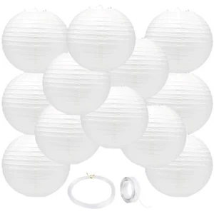 12Pcs White Paper Lanterns,14 Inch Chinese/Japanese Paper Lanterns Decoration... - Picture 1 of 7