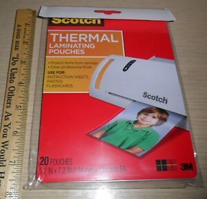 20 Count Bag of Scotch Brand Laminating Pouches 5"x7"
