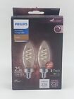 Philips Dimmable 25W 3.5W LED Amber Glass 2 Pack Bulbs Candelabra Base