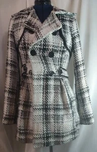 BCX Womens Plaid Coat Jacket Black and White Small  - Picture 1 of 14