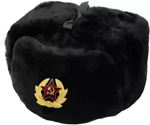 Gorro de invierno ruso negro Schapka Ushanka gorro militar del ejército - Imagen 1 de 5