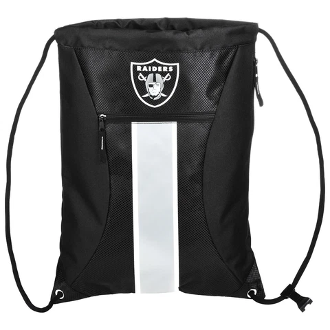 NFL Oakland Raiders Drawstring Backpack Big Stripe& Zipper Cover