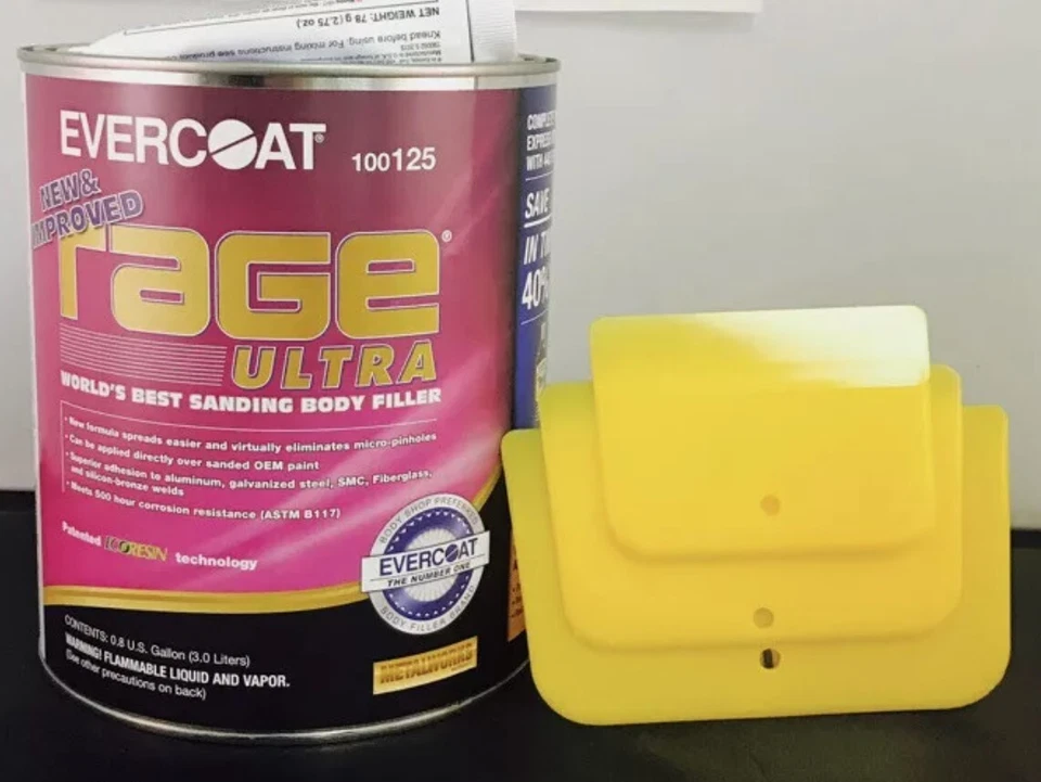 EVERCOAT 125 RAGE ULTRA 125 WORLDS BEST SANDING BODY FILLER(HARDENER&SPREADERS) - Image 1 of 1