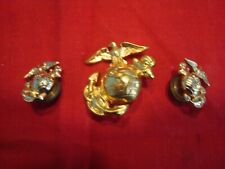 Lot of 3 U.S. Marine Corps insignia collar and hat insignia