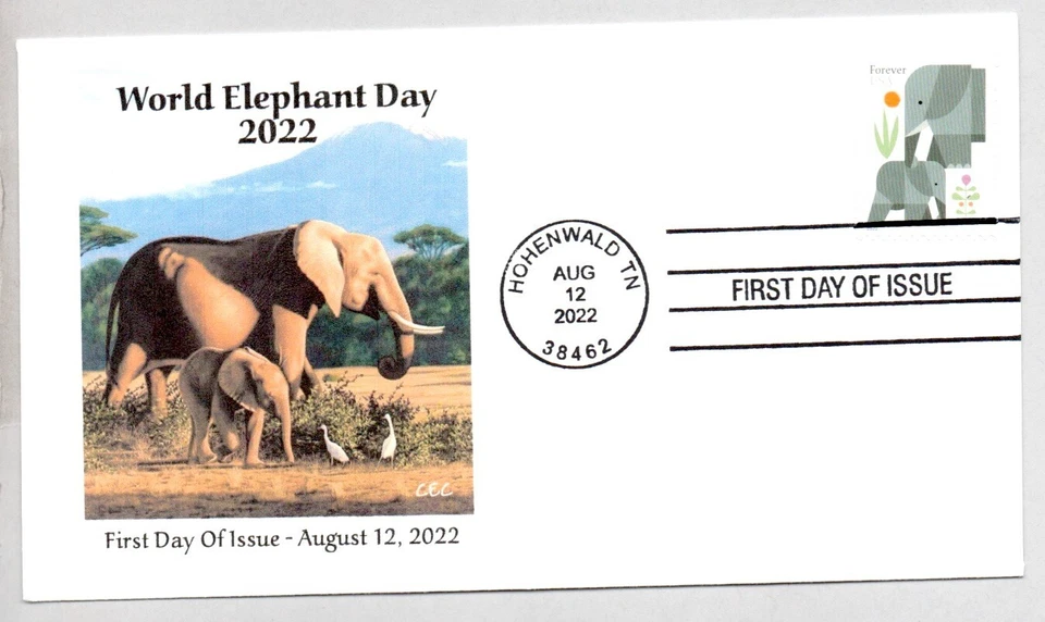 #3714 ELEPHANT FAMILY FIRST DAY OF ISSUE, AFDCS FDC - Image 1 of 1
