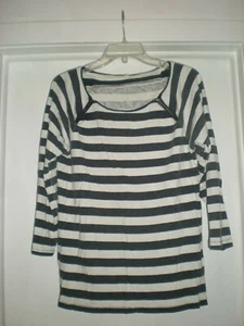 Women's J. Crew Oval Collar w Funky Zipper Design 3/4 Sleeve XL Black/White - Picture 1 of 4