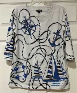 Top de vela brújula manga 3/4 multicolor links talla S para mujer usado en excelente estado - Imagen 1 de 7