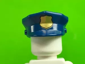 LEGO Minifig Cappello Police Blu Scuro con Distintivo Oro Minifigure Copricapo Ufficiale - Foto 1 di 6
