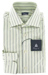 Finamore Napoli Green Cotton Shirt 16/41 - Picture 1 of 4