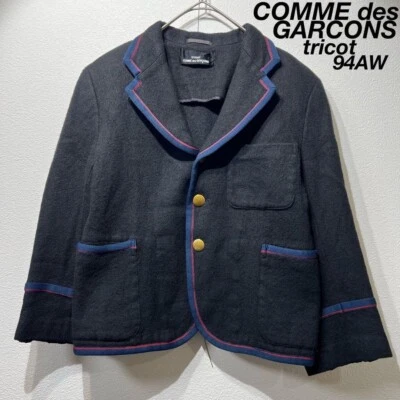 罕见 94AW Comme Des Garcons Tricot Blazer Line-Switched 定制夹克黑色 — 第 1/4 张图片