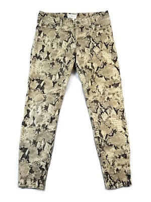 Женские узкие джинсы Ralph Lauren Denim & Supply 28 желтовато-коричневые со змеиным принтом на молнии до лодыжки - Изображение 1 из 4