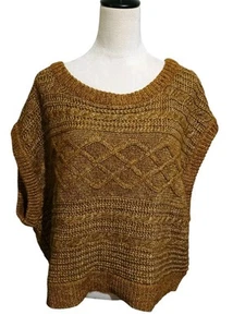 Maglione Sundance Gwendolen manica ad aletta taglia XXL marrone dorato maglia grossa cavo - Foto 1 di 12