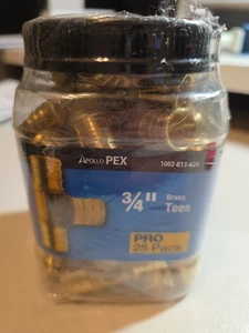 Apollo 3/4 in. Brass PEX-B Barb Tee Pro Pack (25 Pack) APXT3425JR - Picture 1 of 1
