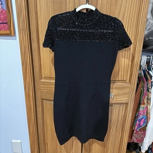 Vintage St. John Evening by Marie Gray Navy Blue Knit Dress Size 8 Short Sleeve - Picture 1 of 5