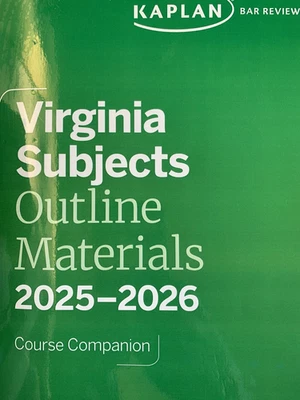2025 2026 KAPLAN Bar Exam Review Prep VIRGINIA VA Subjects Outline book + Barbri - Image 1 of 2