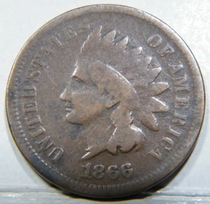 1866 Indian Cent Grade G+ Detail Some Very Scratches on the Obverse - Bild 1 von 2