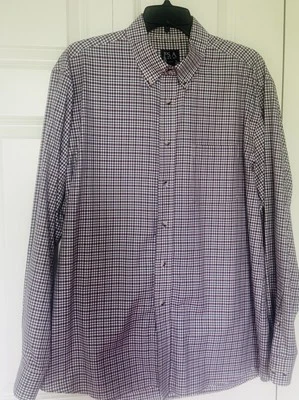 Jos A Bank TRAVELER 定制版型紫色粉红色格子 LS 男式正装衬衫 L 全新 — 第 1/4 张图片