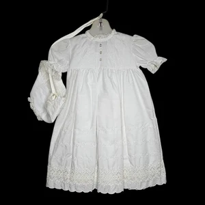 Vintage Markenlos Baby Mädchen Größe 0-6 Monate Taufe Kleid Set - Bild 1 von 11