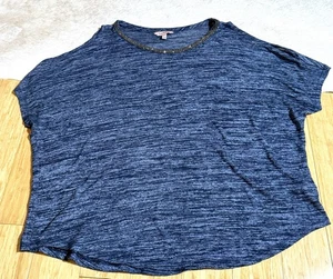 Blusa Juicy Couture azul marino manga corta cuello redondo estrás para mujer talla XL - Imagen 1 de 4
