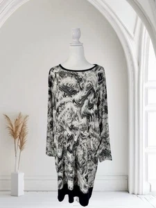 Michael Kors Abstract Graphite Border Dress NWT Size 1X - Picture 1 of 6