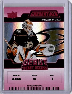 Boleto de debut de novato Lukas Dostal acceso rosa/49 2022 credenciales de cubierta superior radiocontrol - Imagen 1 de 2