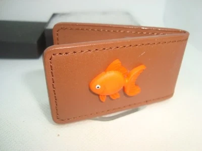 GOLD FISH  emblem Money Clip  Design BUCHANAN'S DELUXE Faux Leather Magnetic - Image 1 of 4