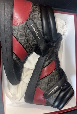 Salvatore Ferragamo 高帮网球鞋 红色和黑色 — 第 1/4 张图片