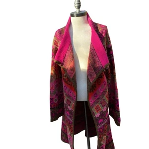 Suéter de Lana Cascada Asimétrico Rojo Aceitoso/Rosa Italia Talla Pequeña/Mediano Artístico - Imagen 1 de 10