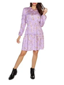 BELLDINI Womens Purple Tie Yoke And Waist Sleeve Split Dress S\P - Picture 1 of 11
