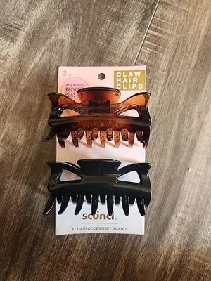 Scunci No-Slip Grips Jaw Clips, 1 Brown, 1 Black Shiny Finish 2-Piece - Image 1 of 2