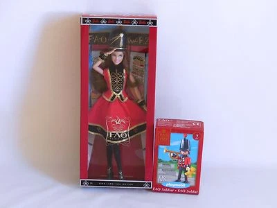 FAO Schwarz 150th Anniversary Barbie Doll Brunette & FAO Soldier New Foto 1 de 4