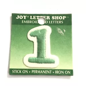 Aplique artesanal Joy Letter Shop verde número 1 1,5"" hierro bordado parche - Imagen 1 de 5