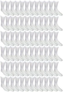 180 PK of Yacht & Smith Kids Boys Premium Cotton Crew Socks White 4-6 - Picture 1 of 3