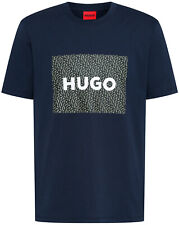HUGO Hugo Dulive Logo T-Shirt - Dark Blue Save 50% off RRP