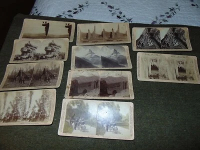 10 Antique Underwood Stereoscope Stereo View Cards US Sites Redwood Alps Hunters - Image 1 of 4