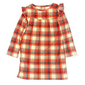 Cat & Jack Girls Red & Green Plaid Fleece Holiday Nightgown Night Gown - Picture 1 of 2
