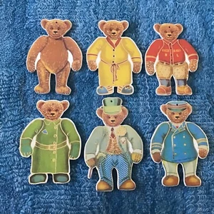 6- 1983 Merrimack Victorian Teddy Bears Die Cut Christmas Ornaments Cardboard - Picture 1 of 2
