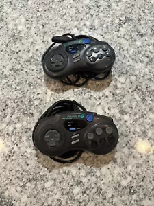 2 SG Propad 6 Interact Sega Genesis 6 Button Controller Black SV-439 Tested - Picture 1 of 7