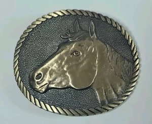 Horse Belt Buckle Award Design Medals Western Solid Brass Vintage 70s - Picture 1 of 9
