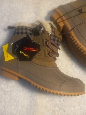 Botas de invierno Khombu Keri 2 para mujer talla 7M marrón goma imitación piel ribete con cordones Foto 1 de 4