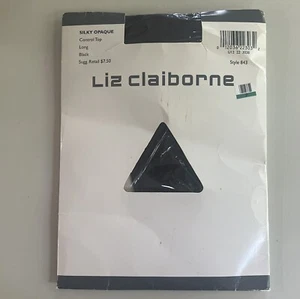 Vintage Liz Claiborne seidig blickdicht Control Top Strumpfhose Größe lang SCHWARZ Stil 843 - Bild 1 von 4
