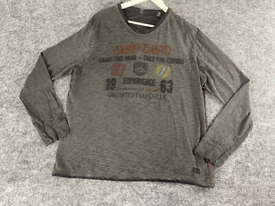 Camp David Shirt Mens Large Tee Gray Long Sleeve Embroidered Cotton N319 - Image 1 of 4