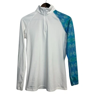 Nike Top Mujer Cuarto Grande Cremallera Jersey Atlético Activo Abstracto Agujeros para Pulgar Foto 1 de 4