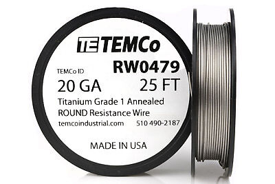 TEMCo Titanium Wire 20 Gauge 25 FT Surgical Grade 1 Resistance AWG Ga • 12.45$