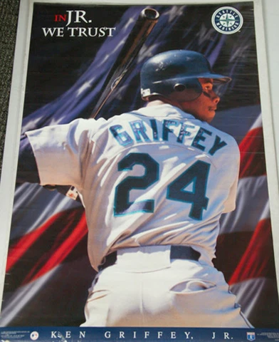 Ken Griffey Jr. IN JUNIOR WE TRUST Seattle Mariners 1996 Costacos 23x35 POSTER Cover